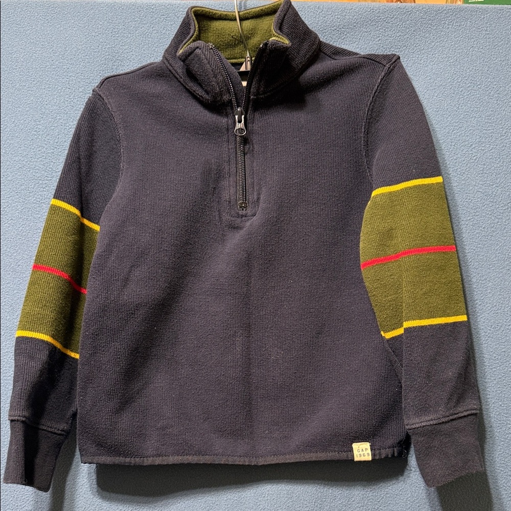 Stylish Blue and Green Zip-Up Sweater for Kids